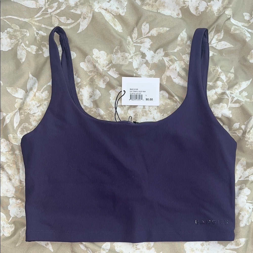 Bandier Rib Tempo Crop Bra Size L NWT